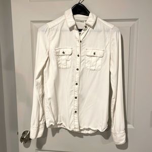 Halogen White Utility Button-Up Shirt Jacket (XS)